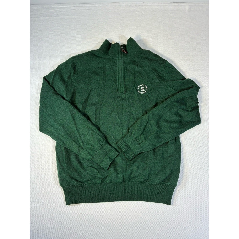 Fairway & Greene Men M Michigan State University 1/4 Zip Italian Merino Sweater